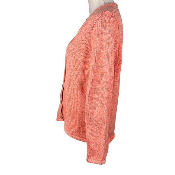 LL Bean Womens Peach Cardigan Sweater Thick Cotton Large - Picture 3 of 8